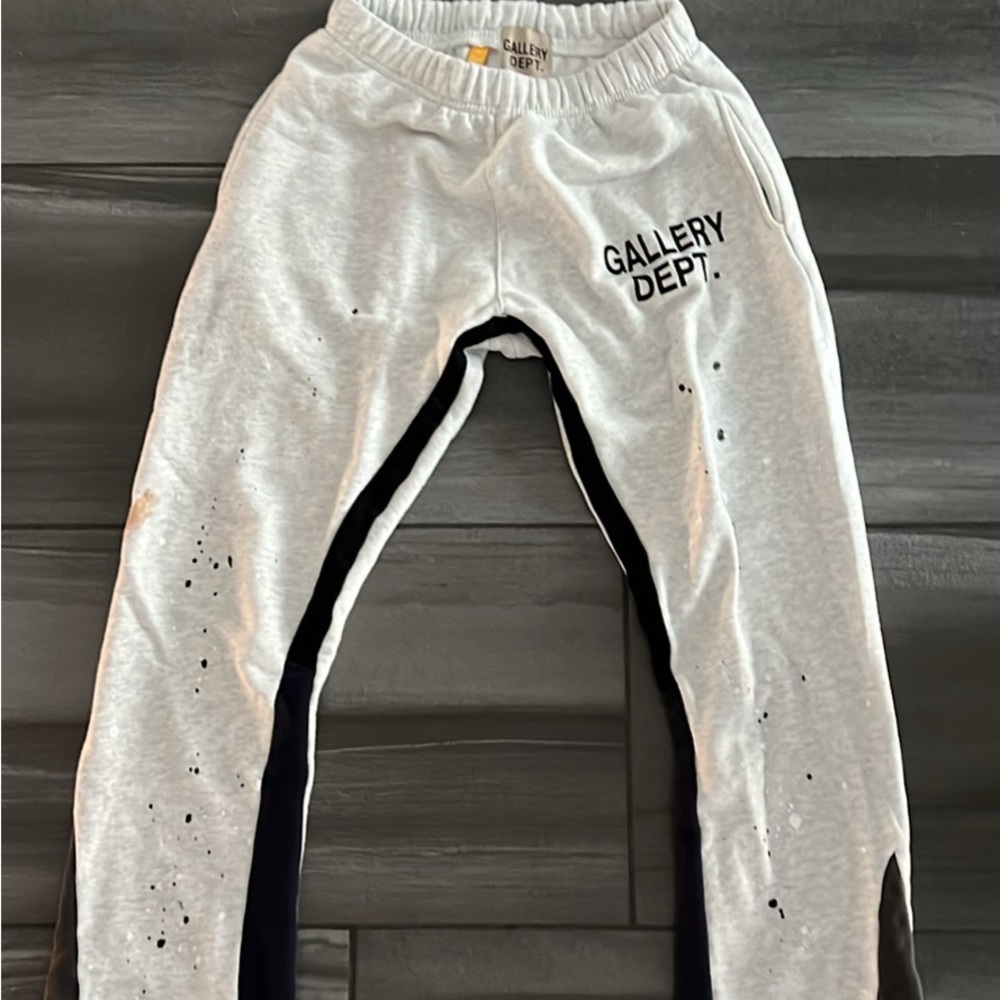 Gallery Dept Gray and Black Sweatpants with Distressed Design